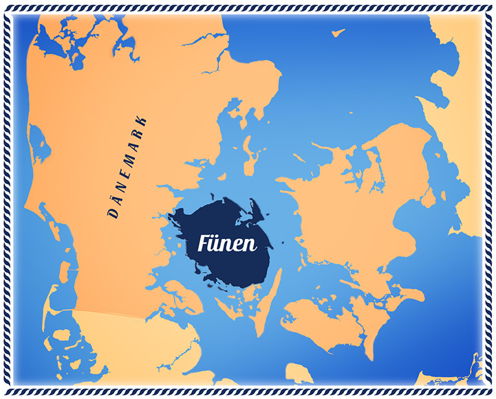 Landkarte von Dänemark mit Fünen