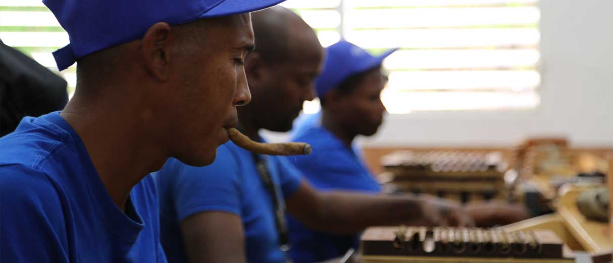 Zigarrenroller in der Manufaktur von Arnold André Dominicana